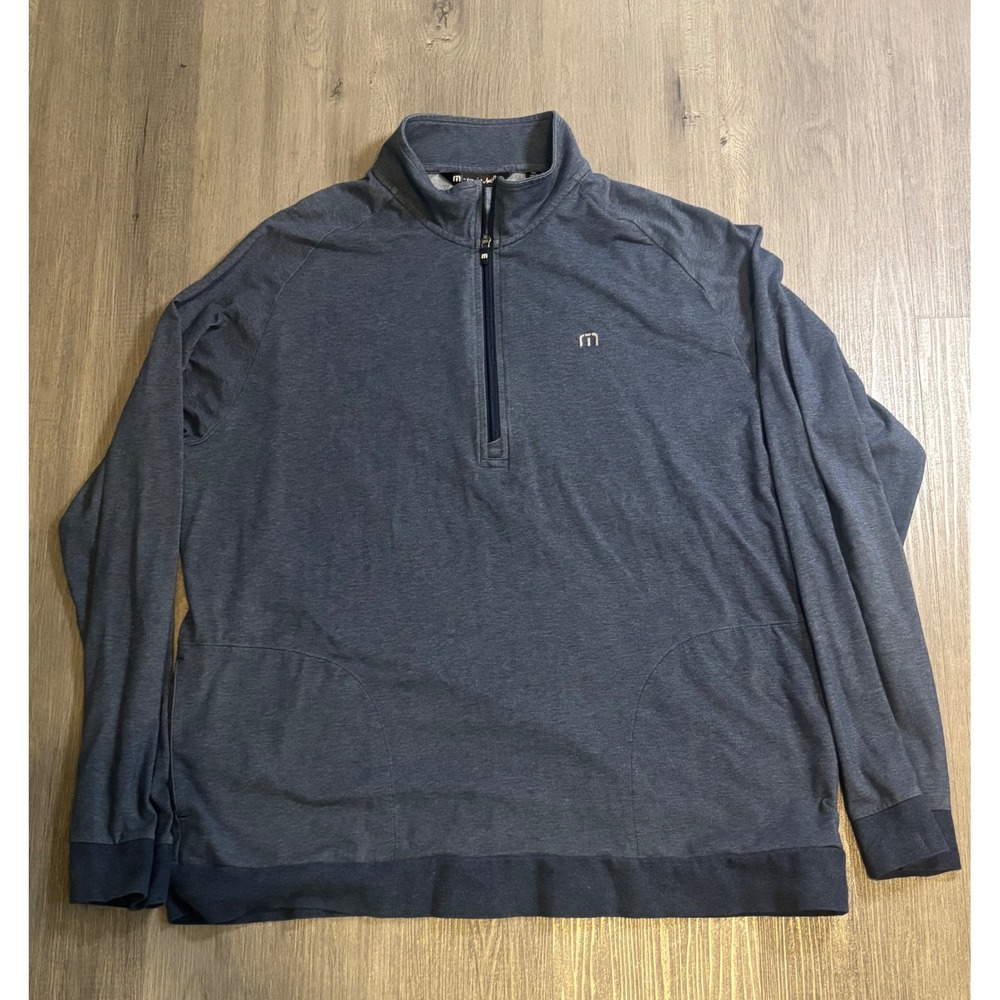 TravisMathew Quarter Zip Pullover Mens XXL Blue Heathered Stretch Golf Top